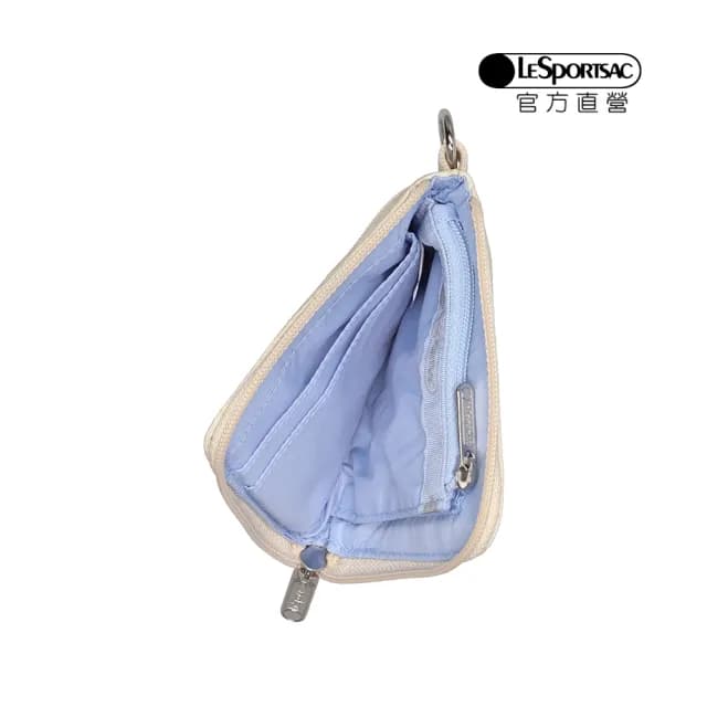 【LeSportsac官方直營】輕量尼龍 極簡輕薄錢包(1112 象牙白緹花LOGO)