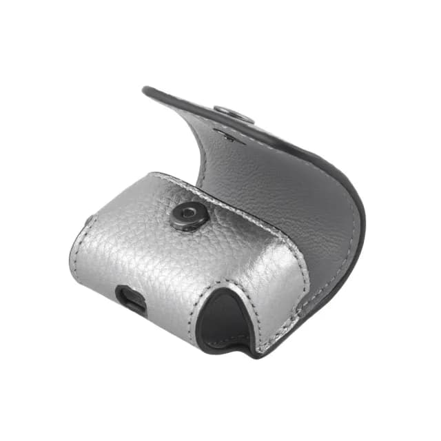 【COACH】荔枝皮革及小牛皮 Airpods Pro 無線耳機套(金屬灰)