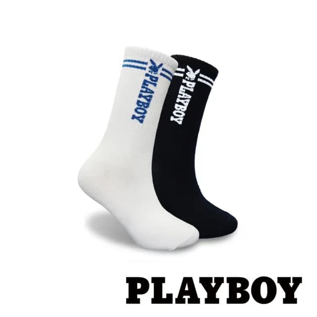 【PLAYBOY】6雙組時尚條紋男女休閒中筒襪(情人/禮物/對襪/中筒襪/男襪/女襪/情侶襪)