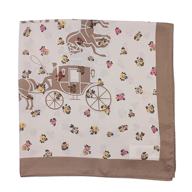 【COACH】經典花卉馬車蠶絲方巾/絲巾/圍巾(任選色)