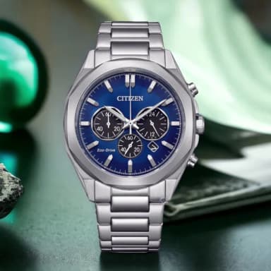 【CITIZEN 星辰】Chronograph 光動能計時腕錶-藍色 41mm  腕錶 藍色 男錶 手錶 畢業 禮物 推薦(CA4590-81L)