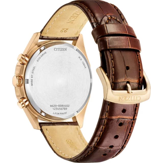 【CITIZEN 星辰】Chronograph 光動能計時腕錶  棕色 男錶 手錶 畢業 禮物 推薦(CA4593-15A)