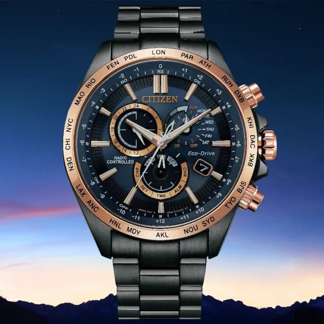 【CITIZEN 星辰】GENTS系列 電波對時 萬年曆 光動能腕錶 七夕 情人節 送禮 推薦(CB5956-89L)