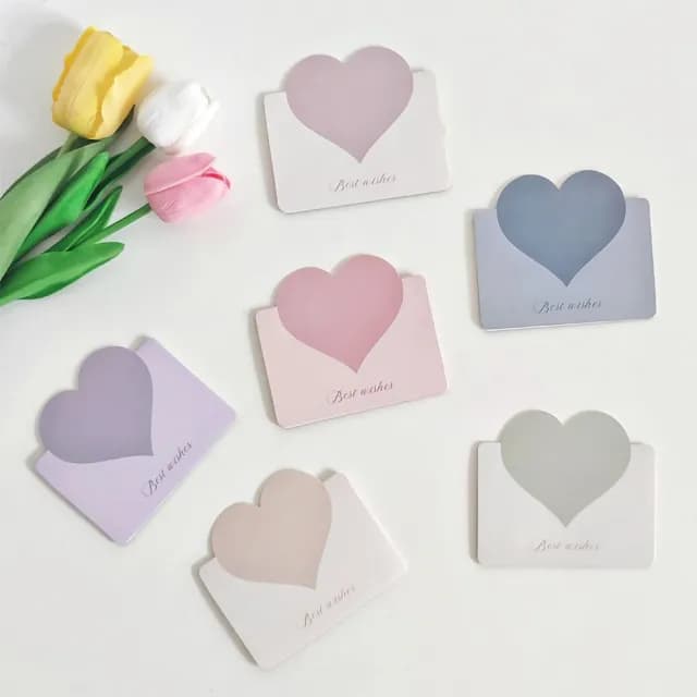 莫蘭迪色愛心小卡片-10入(明信片 感謝卡 聖誕 留言 學生 文具 商務賀卡 祝福卡 婚禮 情人節 生日賀卡)