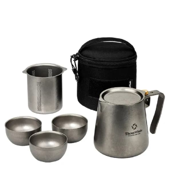 【Thous Winds】茶道雙層鈦茶具組 TW3080(悠遊戶外)