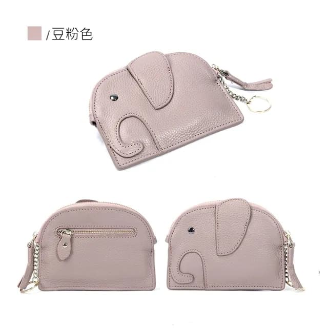 【吉豐洋行】可愛小象真皮小錢包/零錢包/卡夾/鑰匙包/收納包(真皮包包 頭層牛皮精品)