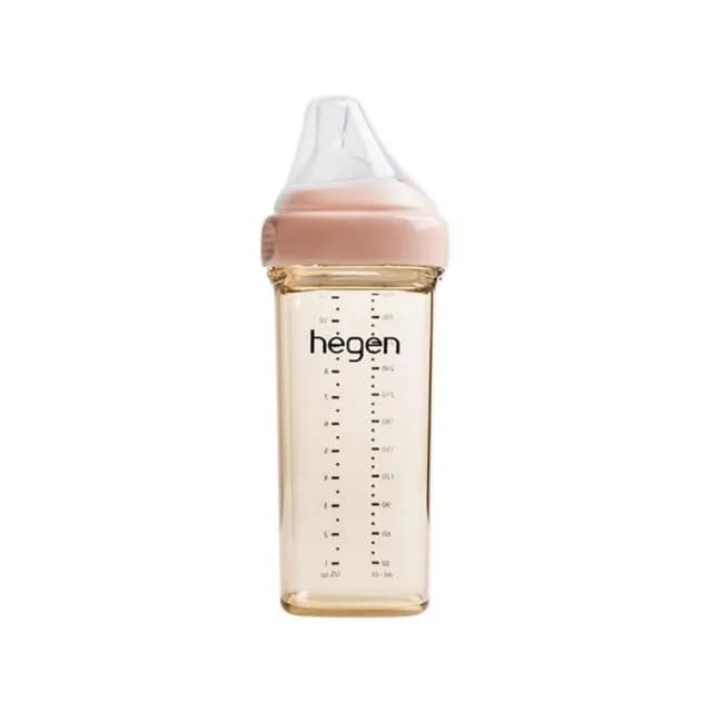 【hegen】金色奇蹟PPSU多功能方圓型寬口奶瓶 330ml - 嫣粉(單入)
