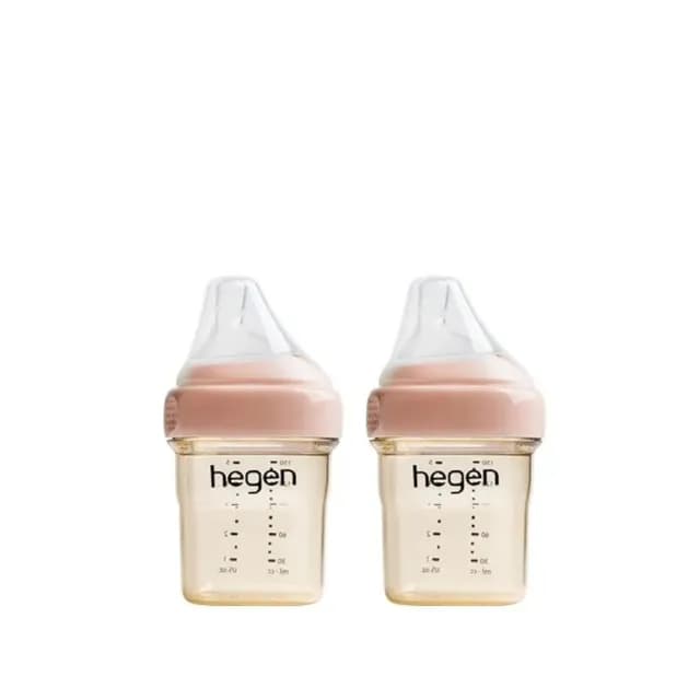 【hegen】金色奇蹟PPSU多功能方圓型寬口奶瓶 150ml - 嫣粉(雙瓶組)