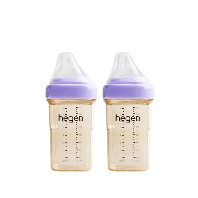 【hegen】金色奇蹟PPSU多功能方圓型寬口奶瓶 240ml - 漾紫(雙瓶組)