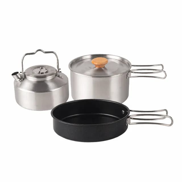 【Chill Outdoor】CLS 露營不鏽鋼鍋具 三件套組(鍋具組 露營鍋具 茶壺 登山鍋具 鋁鍋 餐具 碗)