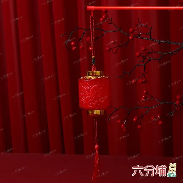 【六分埔禮品】經典紅LED手提燈籠-長形(過年新年元宵龍年春節小物裝飾佈置吊飾家居擺件文青冬瓜燈籠吊飾)