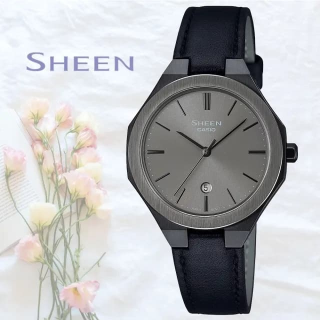 【CASIO 卡西歐】SHEEN 現代極簡八角女錶 新年 禮物 推薦(SHE-4563BL-8A)