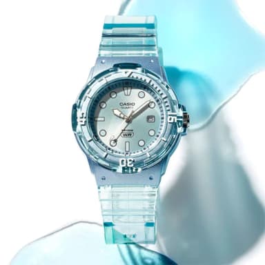 【CASIO 卡西歐】清透系列 半透明迷你指針手錶 學生錶 考試手錶 送禮 禮物 推薦(LRW-200HS-2EV)