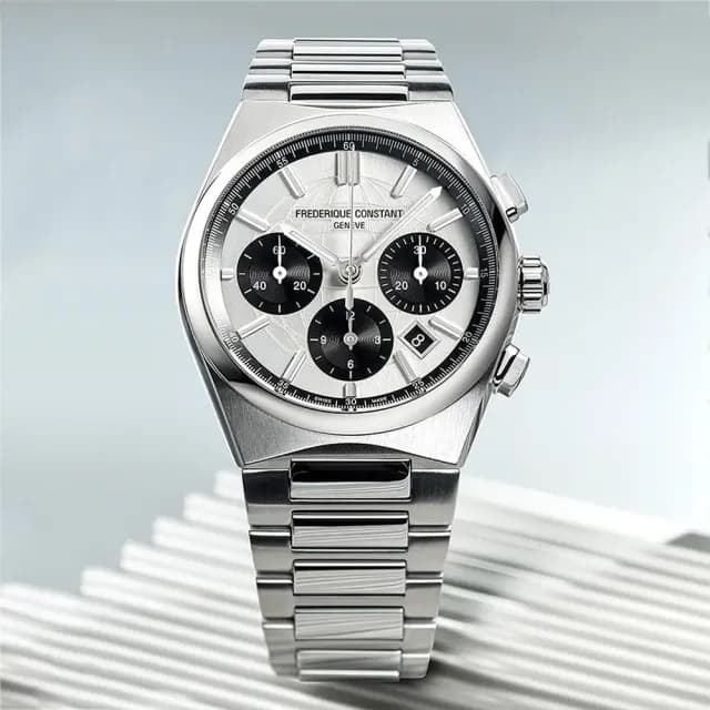 【CONSTANT 康斯登】Highlife 限量熊貓錶 三眼計時自動機械錶 套錶-41mm 七夕 情人節禮物(FC-391SB4NH6B)