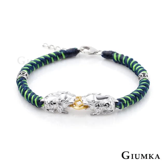 【GIUMKA】貔貅手鍊．手工．925純銀．蠟繩(新年禮物．開運．招財)