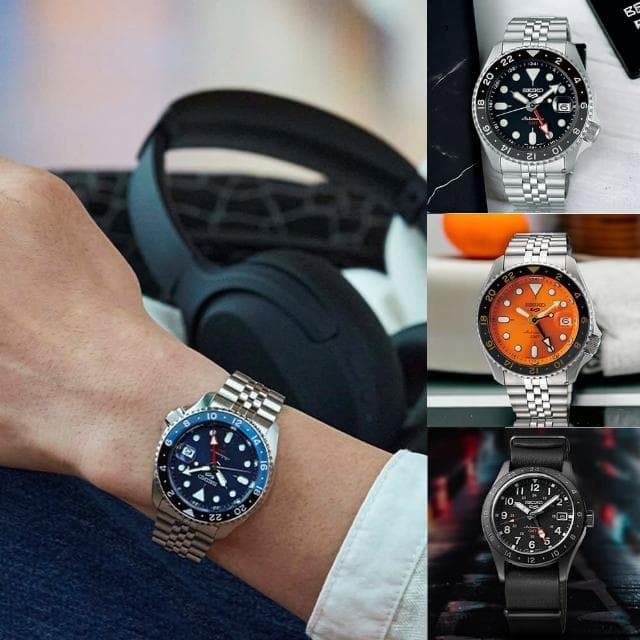 【SEIKO 精工】5 Sports 系列 GMT 兩地時間機械腕錶 指針錶 手錶 禮物 畢業(4R34-00A0D/SSK001K1)
