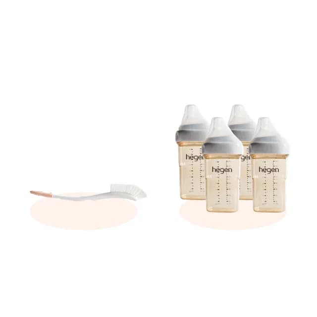 【hegen】好事成雙組『寬口奶瓶240ml 雙瓶組*2+專用刷』(母嬰用品 新生禮 月子中心 不含塑化劑)