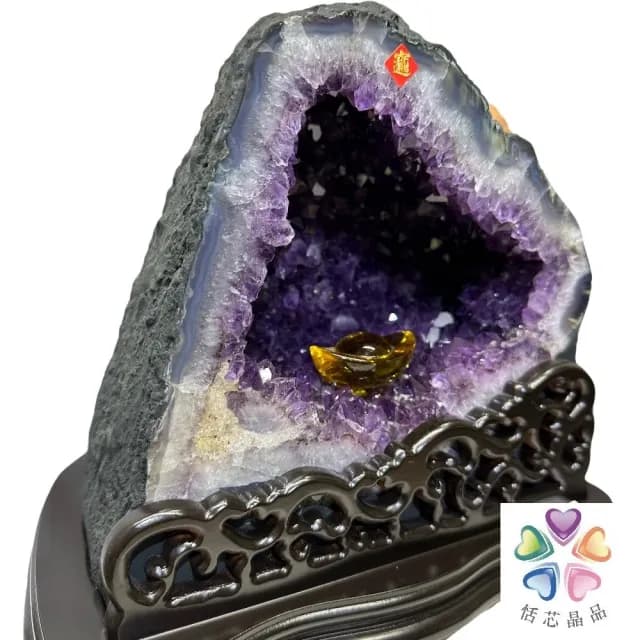 【恬芯晶品】8.65kg精選巴西火型紫水晶洞新居財位擺設XA15(紫鈦晶晶洞開運招財招貴人開業財位新春禮物)