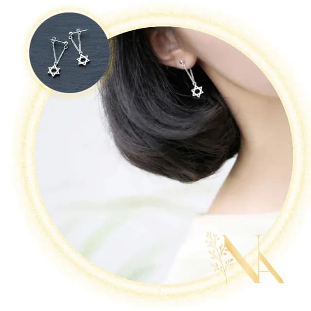 【NANA】娜娜  韓國氣質個性六芒星流蘇耳環 NA032306(耳環 耳飾)