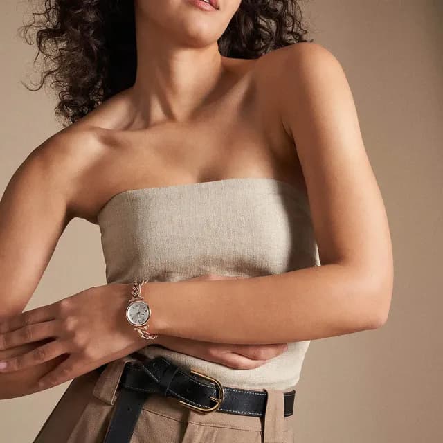 【FOSSIL】Carlie 優雅玫瑰金手鍊女錶-28mm 禮物 送禮 推薦(ES5330)