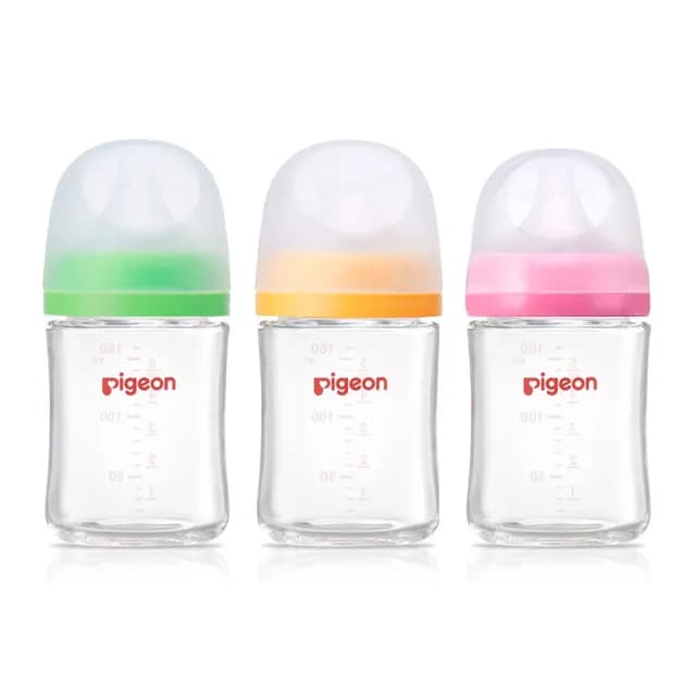 【Pigeon 貝親】第三代玻璃奶瓶160mlx3(瓶身x3+奶嘴x3+蓋x3+栓x3)