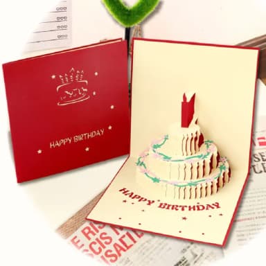 可愛創意立體生日卡片-5入(親子互動 慶生 生日禮物 女 明信片 信封 感謝卡 賀卡 學生 手工卡片)