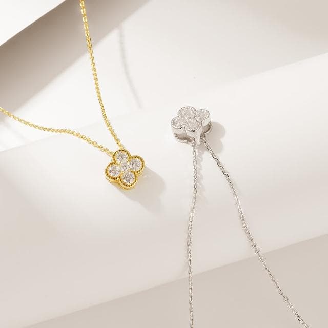 【CReAM】Dulcie 925純銀金色銀色 幸運草 四葉草 鑽飾女項鍊(生日 禮物 送禮 禮盒)