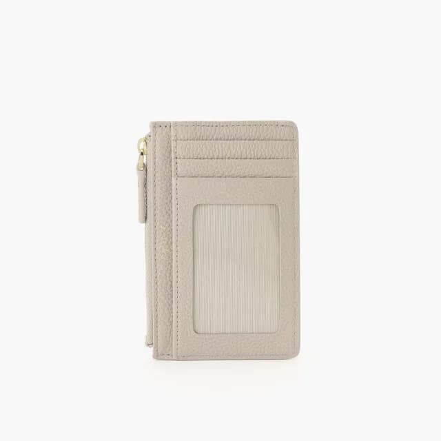 【agnes b.】Voyage 圓形b logo皮革零錢包卡夾(米白色)