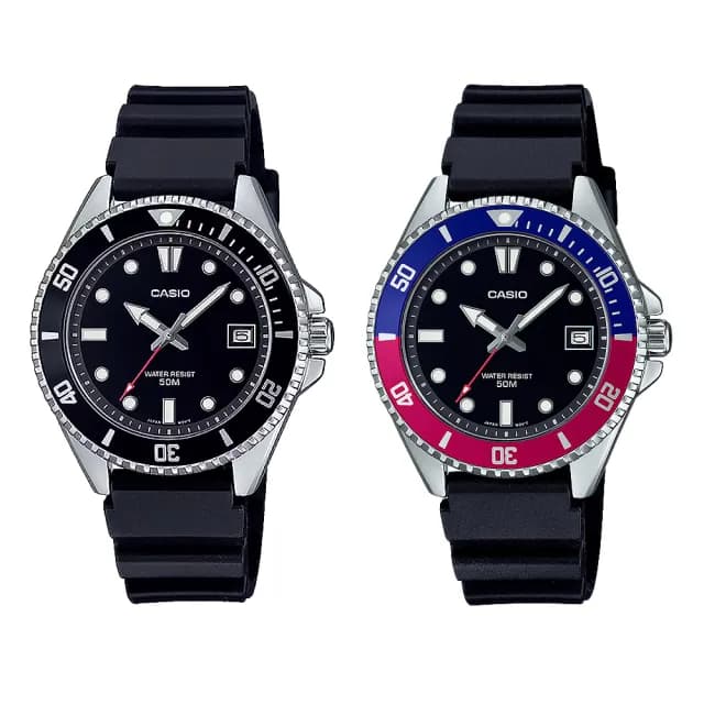 【CASIO 卡西歐】槍魚系列 MDV-10 探險 夜光指針 日期顯示 生物基樹脂 手錶 38.5mm(防反向旋轉錶帶)