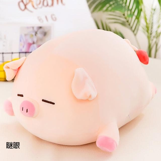 【TDL】Q版小豬絨毛娃娃玩偶抱枕趴姿款38公分 45-00279(生日禮物 聖誕節)