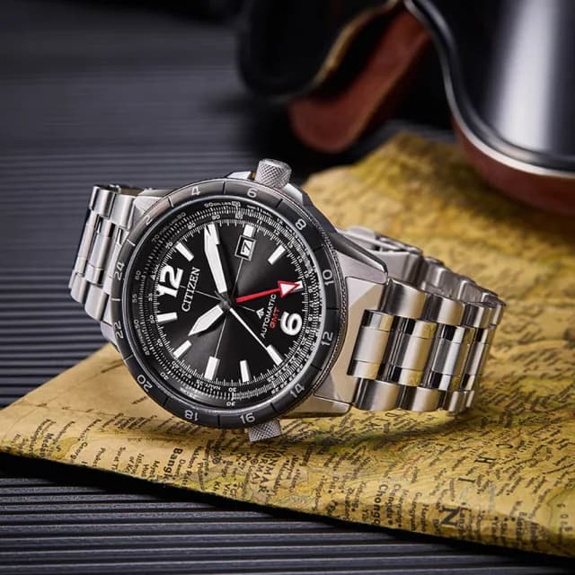 【CITIZEN 星辰】台灣限量100只 GMT雙時區 飛行 機械腕錶 雙11 特惠 推薦(NB6046-59E)