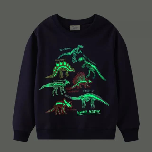 【橘魔法】夜光彩色恐龍圖鑑長袖上衣(薄長袖 男童 兒童 童裝)