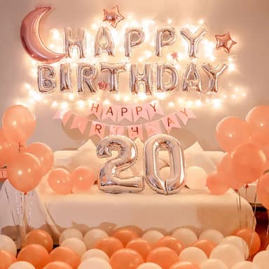 【氣球王國】玫瑰金生日派對套餐氣球組(生日佈置 派對 告白求婚 周歲慶生 畢業 紀念日 布置)