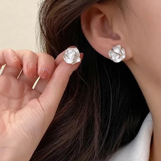 【Oni 歐妮】山茶花滴釉 耳針穿式耳環耳釘耳骨環 耳飾925銀針(1對入)