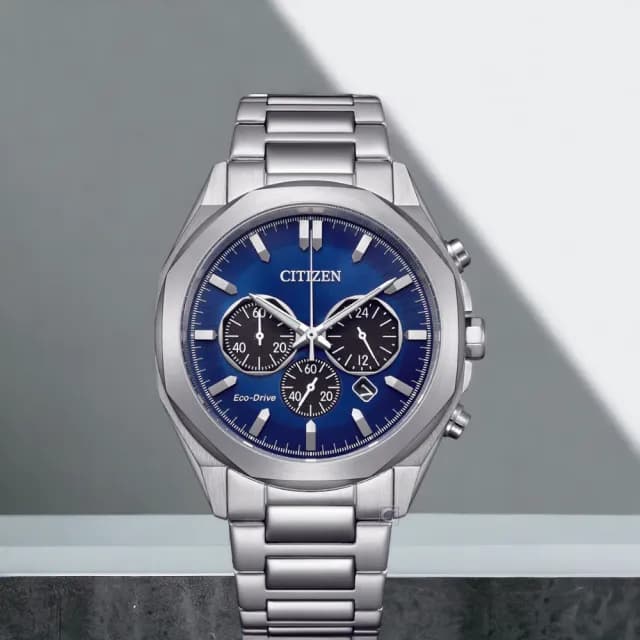 【CITIZEN 星辰】Chronograph 光動能計時腕錶-藍色 畢業 禮物 推薦(CA4590-81L)