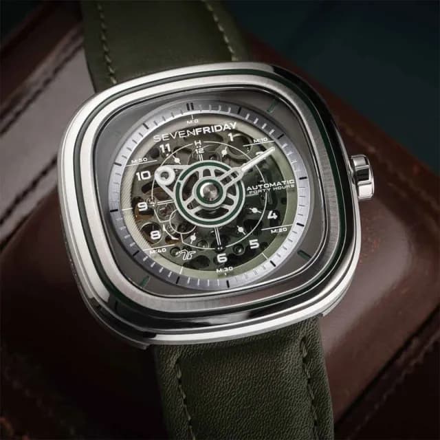 【SEVENFRIDAY】T系列 軍綠色漸層機械錶-45mm 送禮 禮物 推薦(T1/06)
