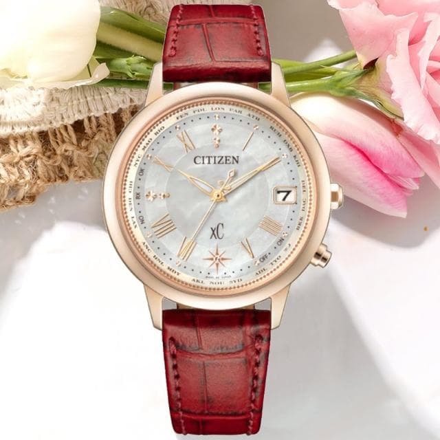 【CITIZEN 星辰】xC系列 台灣25週年限定 鬱金香圖騰光動能電波腕錶 母親節 禮物 推薦(CB1105-02W)