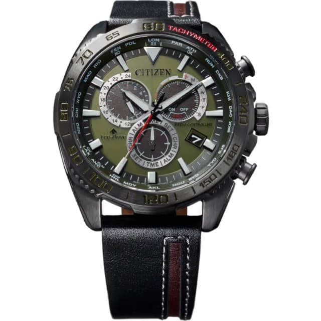 【CITIZEN 星辰】PROMASTER 運動時尚 電波錶 皮帶錶 男錶 禮物 推薦(CB5037-17X)