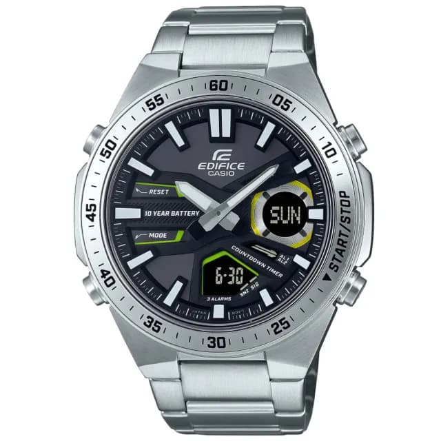 【CASIO 卡西歐】EDIFICE 長效電池壽命 運動風雙顯腕錶 父親節 禮物  送禮 推薦(EFV-C110D-1A3V)