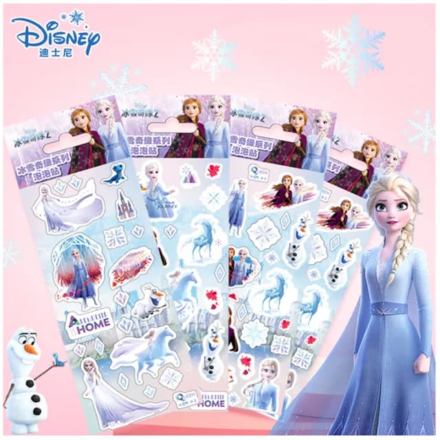 【TDL】艾莎冰雪奇緣立體泡泡貼紙立體貼紙兒童獎勵貼紙玩具12張組 132774(生日禮物 聖誕節 平輸品)