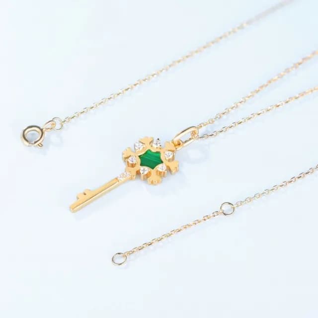 【米蘭精品】現貨+預購 孔雀石項鍊925純銀吊墜(秋冬雪花聖誕金鍊女飾品七夕情人節禮物74gf34)