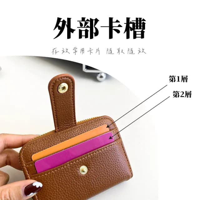 【經典復古】情人節禮物 韓式復古荔枝紋風琴卡包(10卡位 多卡位 信用卡 名片夾 零錢卡包 拉鍊卡