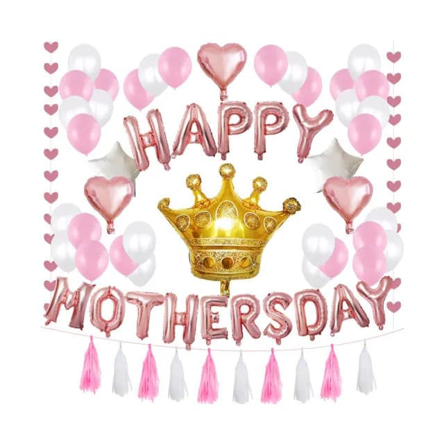 粉嫩感玫瑰金HAPPY MOTHERSDAY皇冠氣球組1組(生日氣球 派對 氣球 母親節 禮物 布置)