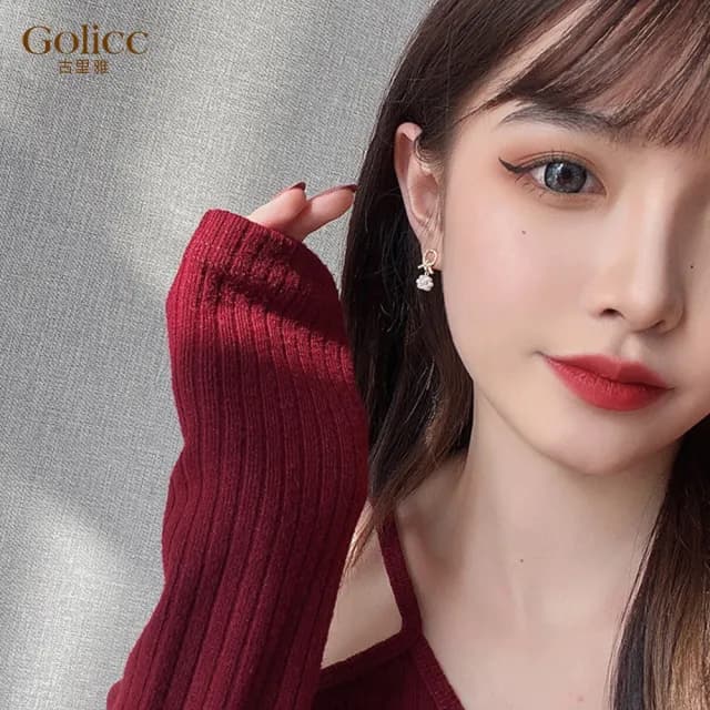【Golicc】耳環 輕奢鑲鑽 珍(99購物限定 生日 飾品 耳釘 耳飾 耳墜 禮物)