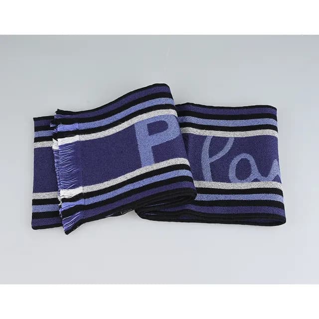 【Paul Smith】PAUL SMITH字母LOGO矩形羊毛針織圍巾(藍x黑x白)