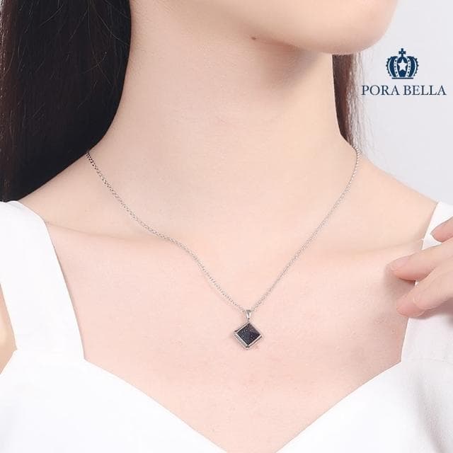【Porabella】925純銀人造藍砂石項鍊 情侶項鍊 吊墜鎖骨鏈  輕奢小眾項鍊 情人節禮物生日禮物  Necklace