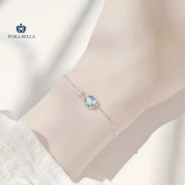 【Porabella】925純銀鋯石手鍊 琉璃月光石純銀手鍊 情人節禮物 告白 送女友 銀飾 Bracelets