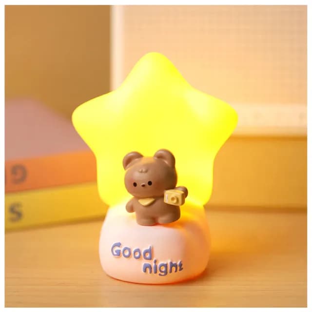 【創意卡通】拍拍小熊星星燈(可愛 小夜燈 LED 床頭燈 氛圍燈 拍拍燈 擺飾 可愛 伴睡 生日 交換禮物 畢業)