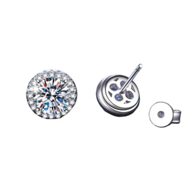 【巴黎精品】現貨+預購 莫桑石耳環925純銀耳針(1克拉D色圓包滿鑽男女飾品a1co88)