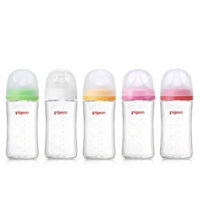 【Pigeon 貝親】第三代母乳實感玻璃奶瓶240ml(瓶身+奶嘴+蓋+栓)
